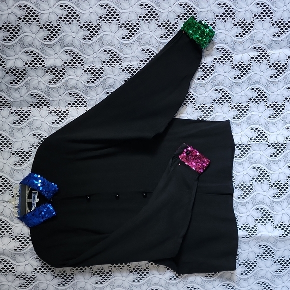 Vintage gamma Los Angeles Black Sequin Blouse - Picture 1 of 6